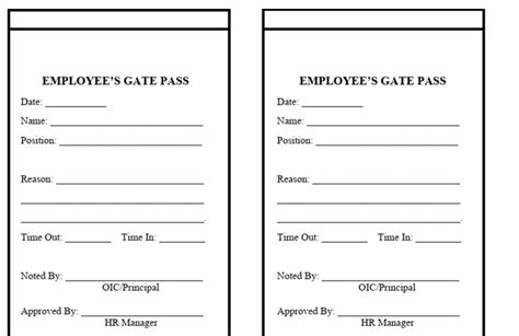 gate pass format for employees|Staff Gatepass Format .